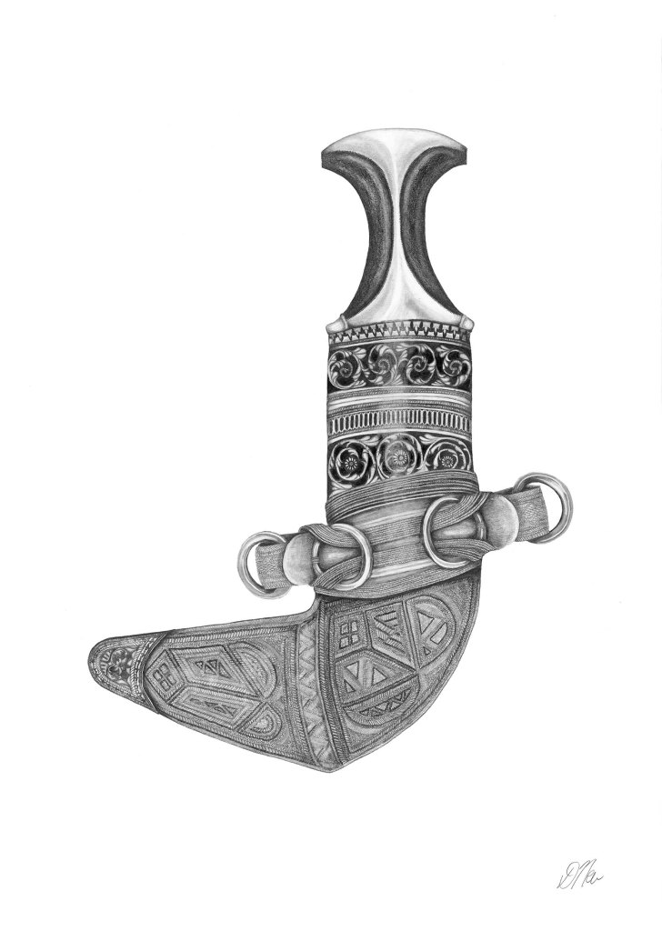 Khanjar drawing, khanjar picture, omani kanjar